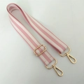 Adjustable wide pink and white striped replacement shoulder strap with gold hardware - Style 3 Pink