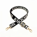 Correa ajustable de lona negra con letras blancas y ganchos de metal dorado para bolsos - Letras KUCHEN Cierre Dorado