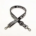 Verstelbare zwarte stoffen tasriem met witte jacquard letters en metalen gespen - 2.5 Stijl Gunmetal Gesp