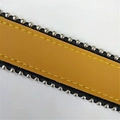 Close-up of yellow and black leather bag strap with silver metal bead trim and stitching - 120cm / Yellow (Silver Chain)