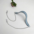 Sky blue leather handbag strap with silver metal chain and swivel lobster clasps - 120cm / Light Blue (Silver Chain)