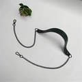 Dark green leather shoulder strap with studs and gunmetal chain for handbags - 120cm / Green (Gunmetal Chain)