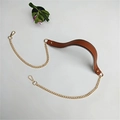 Detail of brown leather strap with silver bead trim and gold chain attachment - 120cm / Brown (Gold Chain)