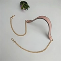 Pink leather shoulder strap with gold metal chain links and lobster clasps for handbags - 120cm / Pink (Gold Chain)