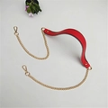 Red leather and golden metal chain replacement strap with silver bead trim for handbags - 120cm / Red (Gold Chain)