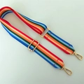 Adjustable rainbow striped nylon shoulder strap with gold metal swivel hooks and buckles - Rainbow Stripe 2