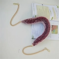 Golden chain strap with wine red faux fur shoulder pad for crossbody bags - Variegated Wine Red