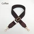 Detail view of coffee brown adjustable crossbody bag strap with gold metal hooks and PU leather - Brown