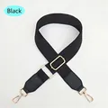 Adjustable black canvas replacement shoulder strap with durable gold metal buckles - Black
