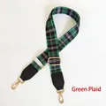 Dettaglio della tracolla a quadri verde e nero con fibbie in metallo dorato - Larghezza 3.8CM / Green Plaid with Black Ends