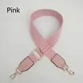 Verstellbarer breiter Stoff-Taschengurt in Rosa mit goldener Metall-Hardware und Leder - Silberverschluss / Rosa