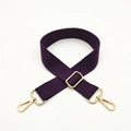Detail of adjustable deep purple woven shoulder strap with gold metal lobster clasps - Deep purple