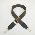 Adjustable olive green canvas shoulder strap with dark green leather ends and gold hooks - Army Green + Green Leather
