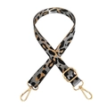 Adjustable crossbody bag strap featuring leopard print jacquard and gold metal hooks - Grey Leopard - Gold Buckle