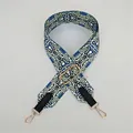 Adjustable wide bohemian geometric strap for shoulder bags with gold metal lobster hooks - Teal Geometric