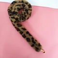 Faux fur leopard print bag strap with golden metal lobster clasps for handbags - Brown Leopard Print