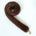 Detail of soft dark brown faux fur shoulder strap with golden lobster clasps for bags - Brown
