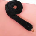 Close-up of black faux fur shoulder strap replacement with golden metal lobster clasps - Black