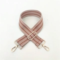 Adjustable wide replacement shoulder strap with brown geometric patterns and gold buckles - Light Brown With Gunmetal Buckle