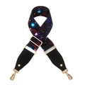 Tracolla larga regolabile con stampa galassia e fibbie in metallo dorato - Motivo Universo (Connessione Nera)