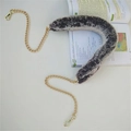 Plush shoulder strap for bags with dark grey faux fur and golden metal chain hooks - Variegated Coffee