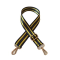 Adjustable navy and yellow striped wide shoulder strap with gold swivel hooks for handbags - Blue Yellow Stripe