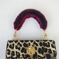 Faux fur shoulder strap for handbags with purple and black leopard print plush design - Colorful Rose Red