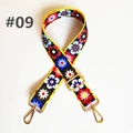 Ethnic style adjustable shoulder strap with colorful sunflower floral print and gold hardware - Black Background Multicolored Sunflower Style (9)