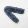 Winter faux fur strap accessory for handbags with gold metal rings in dark blue-grey finish - Gray