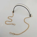 Detail of white PU leather shoulder strap with gold metal chain and swivel lobster clasps - 120cmx2.2cm / White