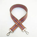 Macro detail of geometric patterned woven bag strap with golden lobster clasps - Silver Clasp / Orange
