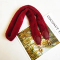 Plush faux rabbit fur wide shoulder strap in burgundy with gold lobster clasps - Burgundy