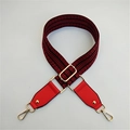 Detail of red and black geometric wave pattern wide bag strap with gold metal buckle - 3.8cm Wide / Red + Bright Red
