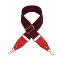 Ethnic style red and black striped woven wide replacement strap with gold metal hooks - Red + Bright Red