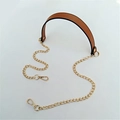 Universal PU leather and golden metal chain shoulder strap replacement for crossbody bags - 120cmx2.2cm / Brown