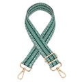 Adjustable wide replacement strap with green and white herringbone pattern for bags - Green