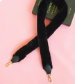 Plush faux rabbit fur replacement shoulder strap in black with gold metal hooks - Black