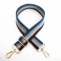 Adjustable striped woven shoulder strap with gold hooks for cross-body handbags - Blue Stripe