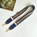Tracolla larga regolabile per borse in blu navy con strisce rosse e verdi e ganci oro - Blu