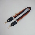 Adjustable woven replacement shoulder strap with retro striped pattern and gold hardware - Black (Style 3)