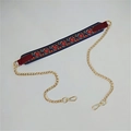 Detail of bohemian floral embroidery strap with gold chain for women handbags - No.32 Wine Red Dandelion