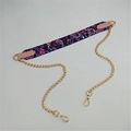 Floral print fabric and gold metal chain strap for crossbody bags with lobster clasps - No.24 Pink Morning Glory