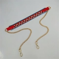 Colorful geometric weave shoulder strap with gold metal chain and swivel hooks - No.23 Colorful Red