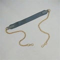 Close-up of gray fabric and gold chain shoulder strap with metal lobster clasps - No.19 Gray