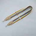 Adjustable woven purse strap with colorful stripes and gold metal buckles for handbags - Khaki Style 5