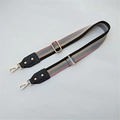 Detail view of ethnic striped wide shoulder strap with golden metal hardware and black leather - Style 2 Black