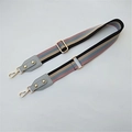 Detail of adjustable ethnic style bag strap with pink blue and khaki woven stripes - Style 2 Grey