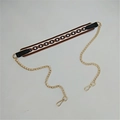 Detail of woven fabric strap with gold metal chain and rotating lobster clasps for handbags - No.2 Brown Circle