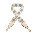 Tracolla di ricambio larga regolabile con motivo floreale blu e ganci in metallo dorato - Chiusura in Argento / Beige Blu Floreale Con Pelle Bianca