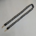 Woven black and white tweed bag strap with faux pearl accents and gold metal lobster clasps - 100cm / Black